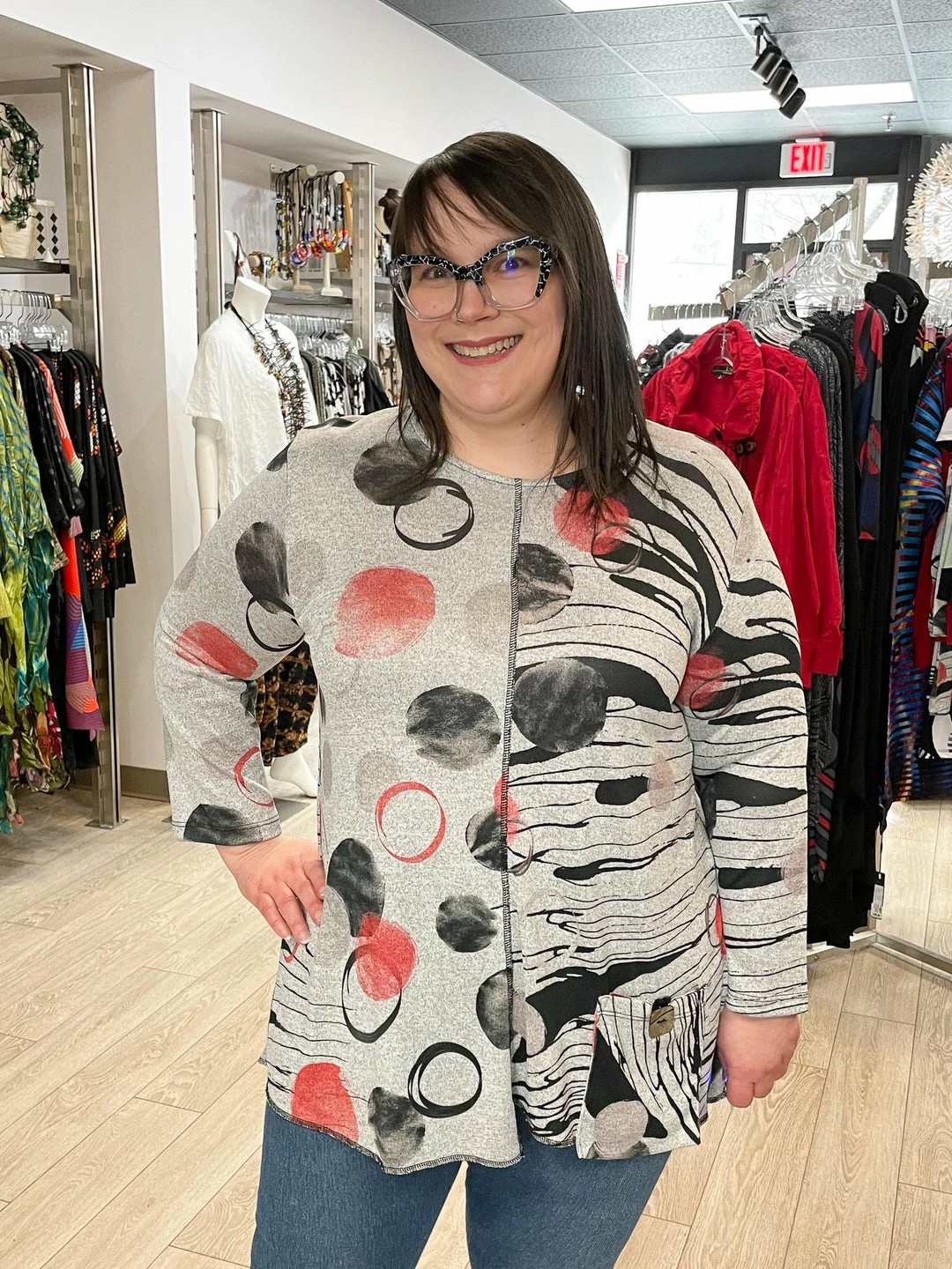 Jess & Jane Dazzling Heather Knit Pocket Top, Multi Jess & Jane