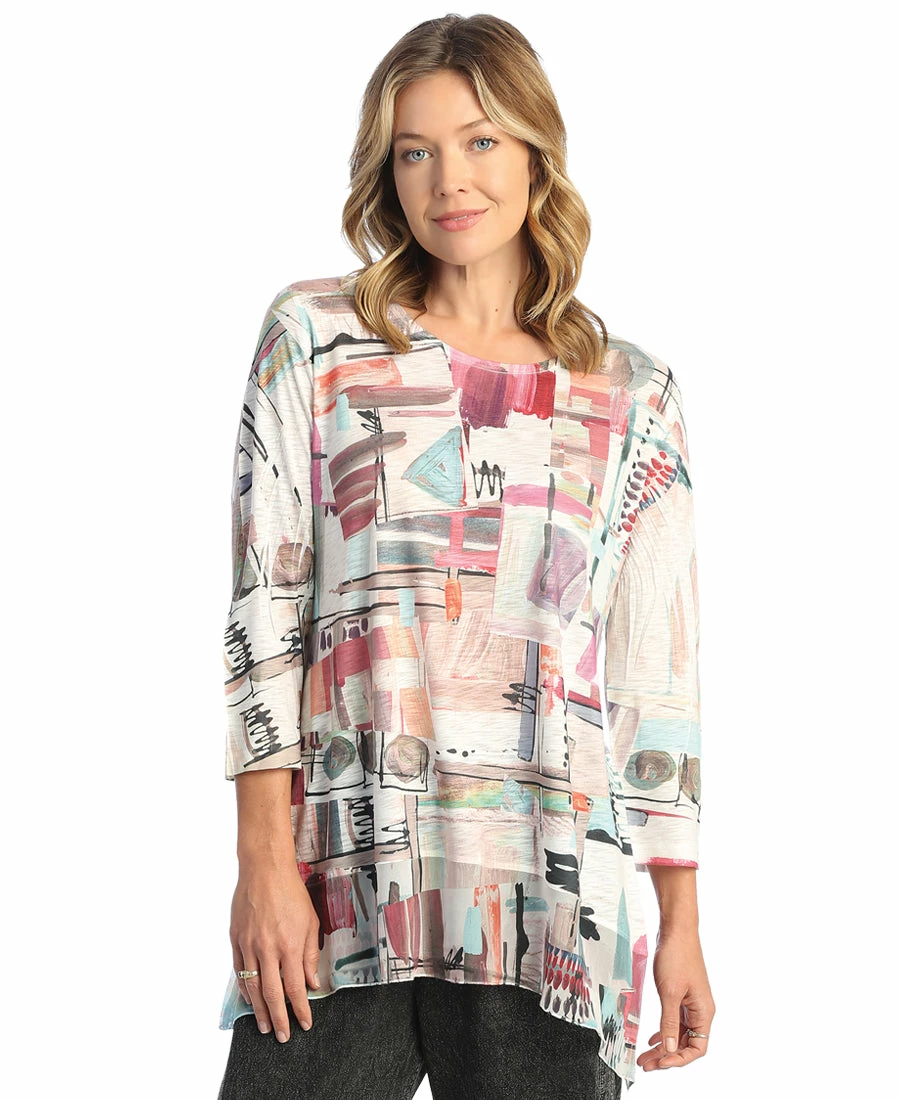 Jess & Jane Villa Chiffon Contrast Tunic Top, Multi Jess & Jane