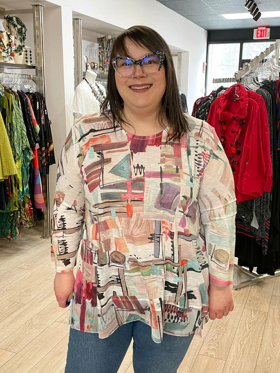 Jess & Jane Villa Chiffon Contrast Tunic Top, Multi Jess & Jane