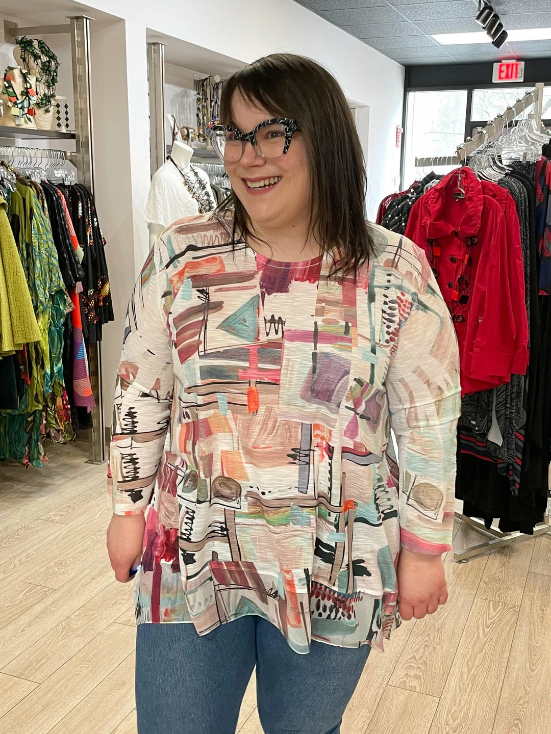 Jess & Jane Villa Chiffon Contrast Tunic Top, Multi Jess & Jane