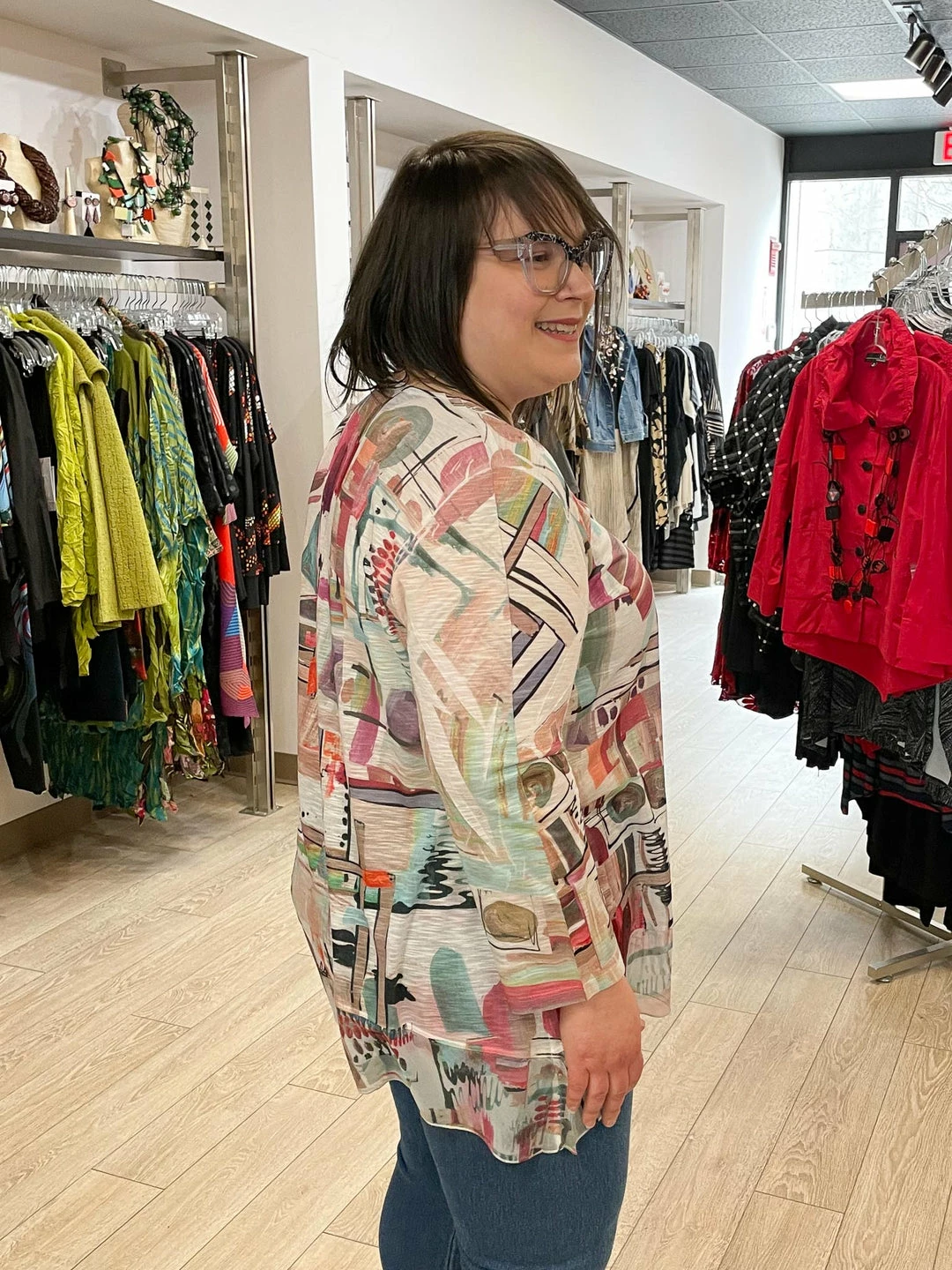 Jess & Jane Villa Chiffon Contrast Tunic Top, Multi Jess & Jane