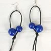 Jianhui London Round Bead Leatherette Drop Earrings, Cobalt Blue