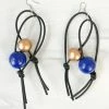 Jianhui London Round Bead Leatherette Drop Earrings, Cobalt Blue/Gold
