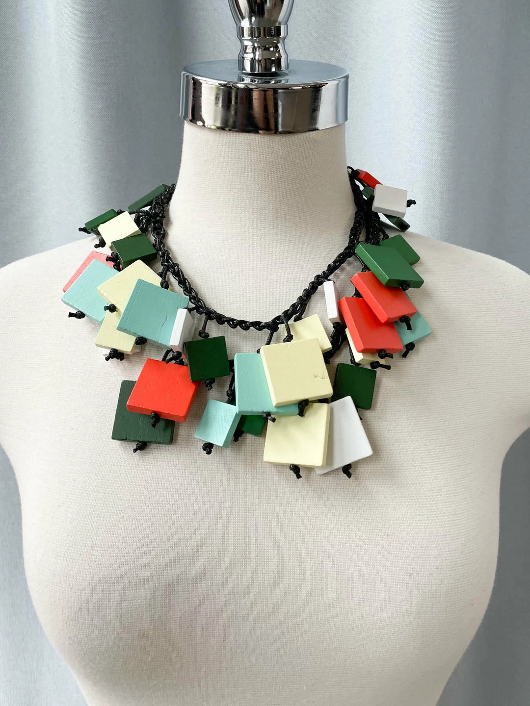 Jianhui London Jianhui London Crochet Mixed Squares Necklace, Summer Multi