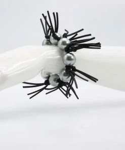 Jianhui London Jianhui London Pearl Leatherette Spikes Bracelet, Grey