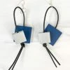 Jianhui London Square Bead Leatherette Drop Earrings, Pantone Blue/Silver