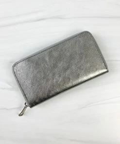 Jijou Capri Kate Metallic Leather Wallet, Silver Jijou Capri