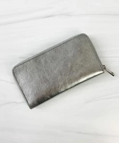 Jijou Capri Kate Metallic Leather Wallet, Silver Jijou Capri