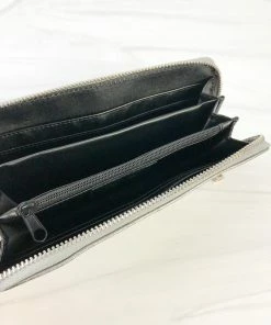 Jijou Capri Kate Metallic Leather Wallet, Silver Jijou Capri