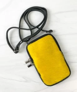 Jijou Capri Jijou Capri Pony Leather Cellphone Crossbody Bag, Yellow