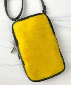 Jijou Capri Jijou Capri Pony Leather Cellphone Crossbody Bag, Yellow