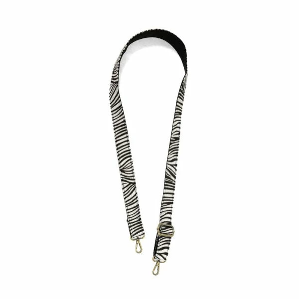 Joy Susan Joy Susan 1.25" Guitar Strap, White/Black Zebra Faux Fur