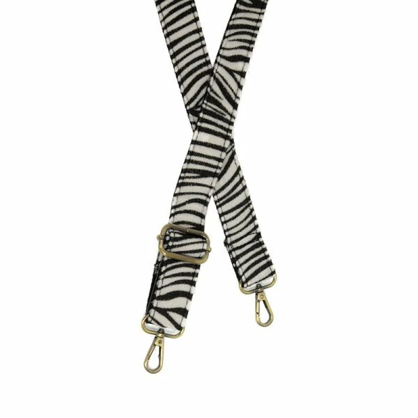 Joy Susan Joy Susan 1.25" Guitar Strap, White/Black Zebra Faux Fur