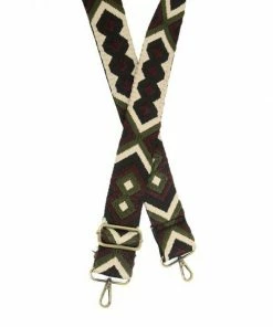 Joy Susan Joy Susan 2" Guitar Strap, Wine/Olive Geo Embroidered