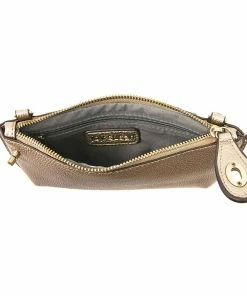 Joy Susan Mini Crossbody Wristlet Clutch, Metallic Light Bronze Joy Susan