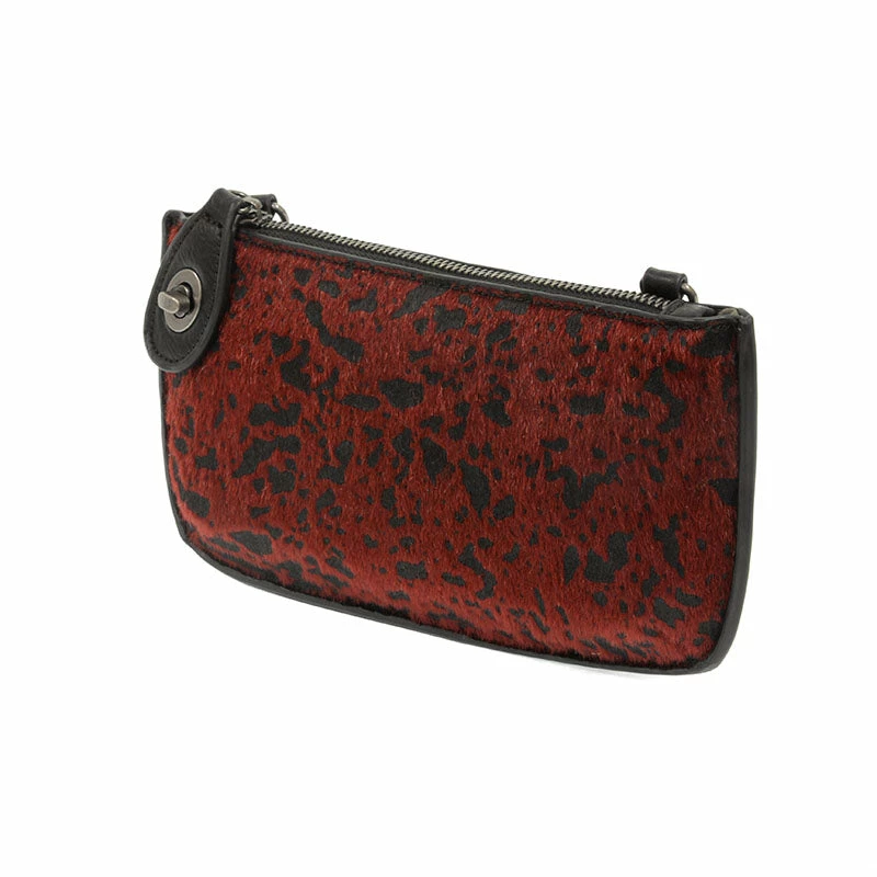 Joy Susan Joy Susan Mini Crossbody Wristlet Clutch, Red Faux Fur Abstract