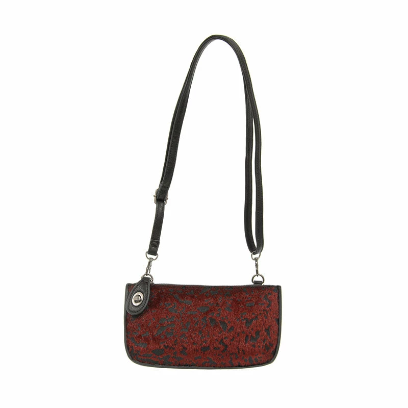 Joy Susan Joy Susan Mini Crossbody Wristlet Clutch, Red Faux Fur Abstract