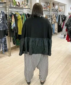 Kedem Sasson Kedem Sasson Check Mix Cinch Front Pant, Black/White