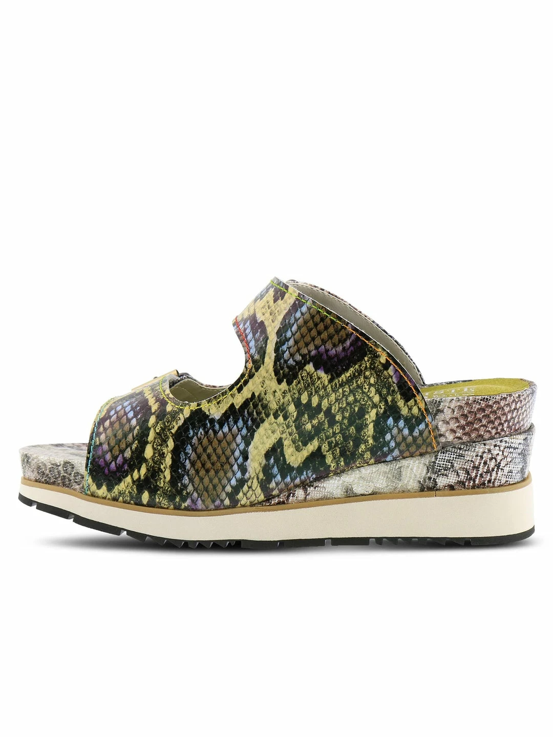 L'Artiste Kitty Platform Slide Sandal In Lime Multi L'Artiste