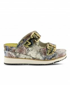 L'Artiste Kitty Platform Slide Sandal In Lime Multi L'Artiste