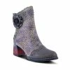 L'Artiste L'Artiste Striolle Flower Motif Boot In Grey Multi