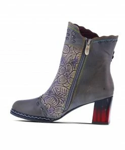 L'Artiste L'Artiste Striolle Flower Motif Boot In Grey Multi