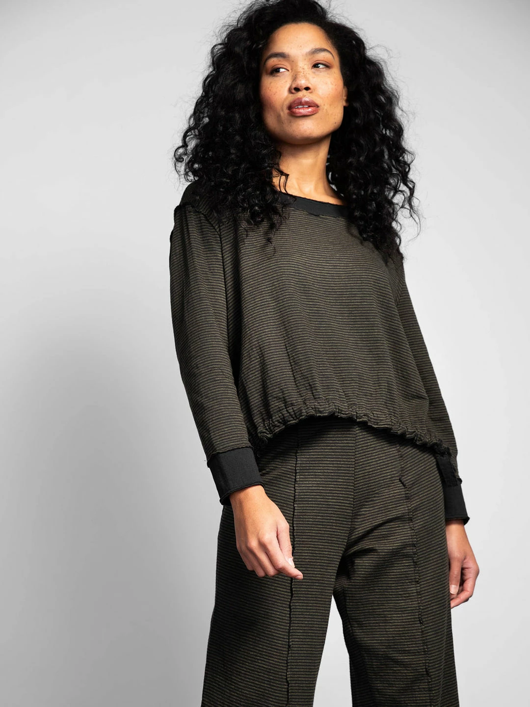 Liv By Habitat Clothes Drawstring Boxy Top, Citron Stripe