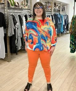 Liverpool Los Angeles Liverpool Los Angeles Gia Glider Crop Skinny, Orange Twist