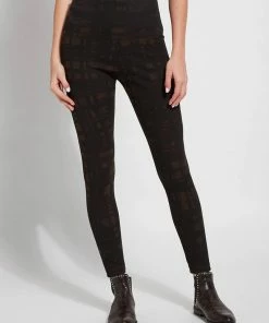 Lysse Pattern Denim Legging, Deep Olive Sketch Lysse