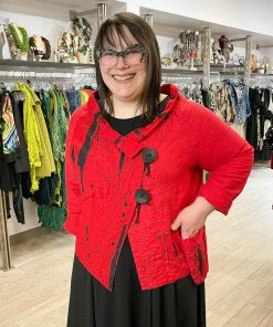 Mara Gibbucci Embroidered Short Jacket, Red Mara Gibbucci