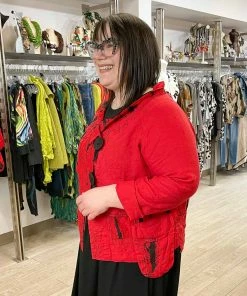 Mara Gibbucci Embroidered Short Jacket, Red Mara Gibbucci