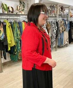 Mara Gibbucci Embroidered Short Jacket, Red Mara Gibbucci