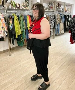 Mara Gibbucci Printed Asymmetric Tank, Red Mara Gibbucci