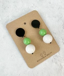 Michaela Malin Large Snowie Earrings, White/Green Michaela Malin