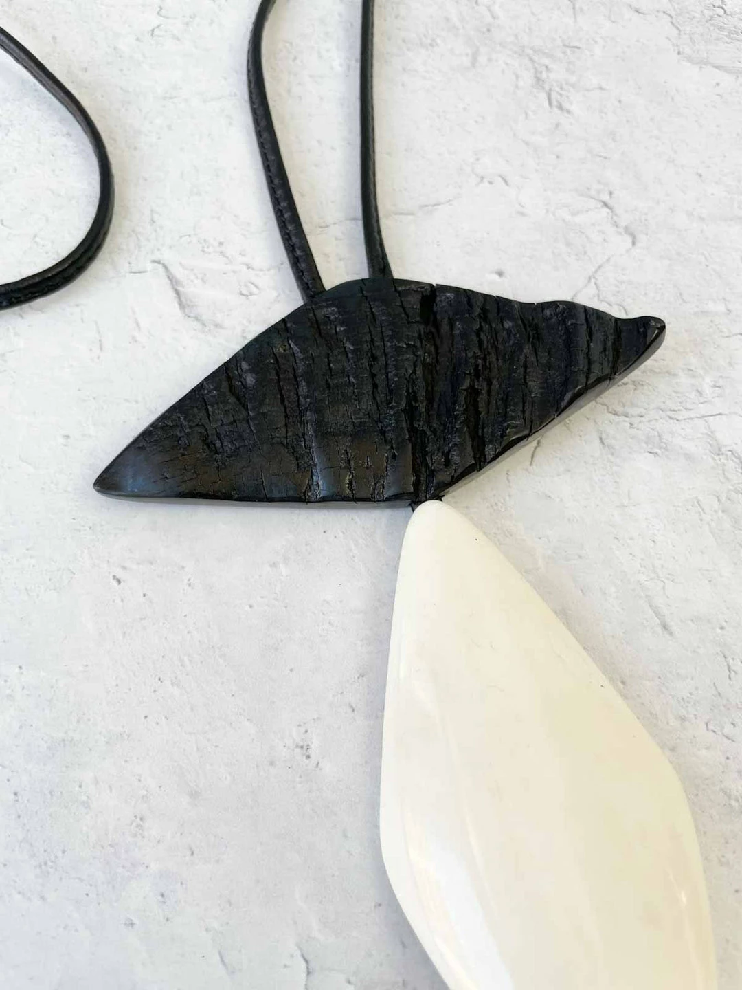 Monies Monies Double Diamond Pendant Necklace, Horn/Bone