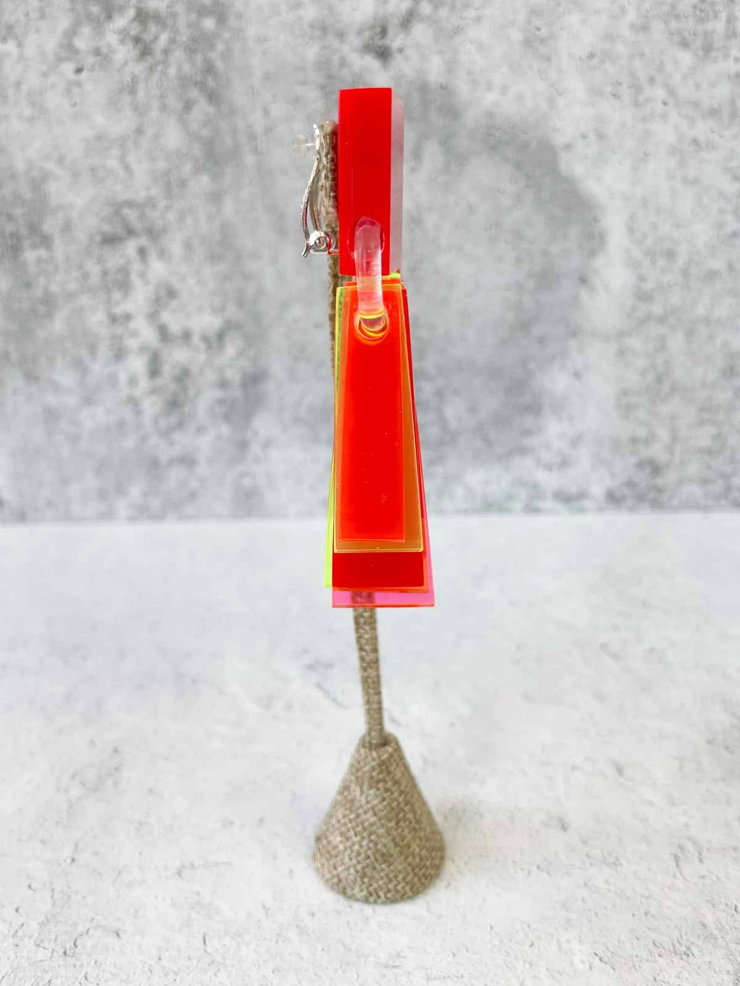 Monies Geometric Drop Earclips, Red Multi Monies