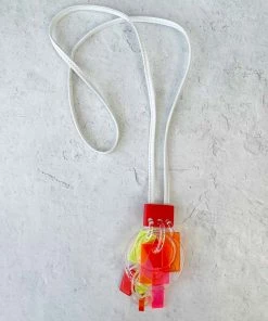 Monies Geometric Drops Pendant Necklace, Red Multi Monies