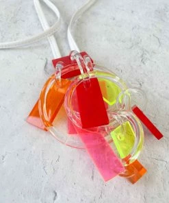 Monies Geometric Drops Pendant Necklace, Red Multi Monies