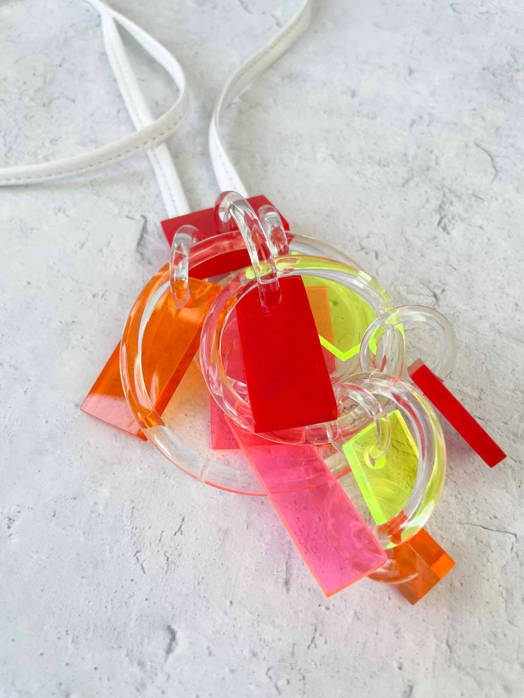 Monies Geometric Drops Pendant Necklace, Red Multi Monies