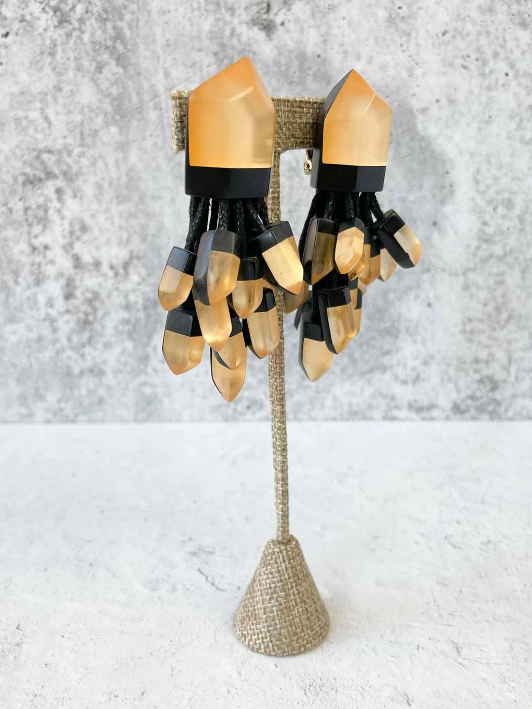 Monies Large Faceted Drop Earclips, Gold Monies