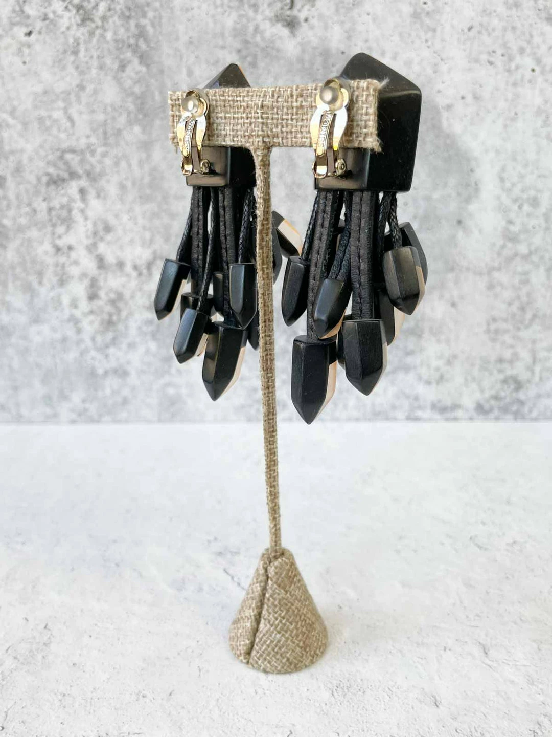 Monies Large Faceted Drop Earclips, Gold Monies