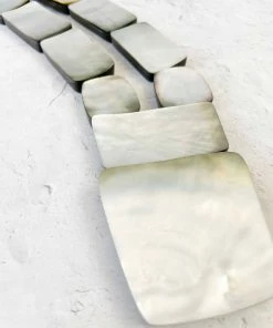 Monies Monies Alice Large V Drop Shell & Leather Necklace, Mother Of Pearl