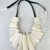 Monies Leather & Bone Bib Necklace, Bone