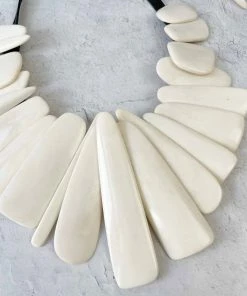 Monies Leather & Bone Bib Necklace, Bone