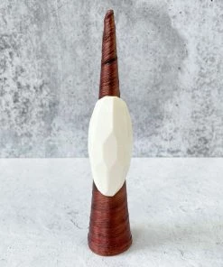 Monies Monies Long Faceted Carved Bone Ring, Bone