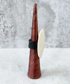 Monies Monies Long Faceted Carved Bone Ring, Bone