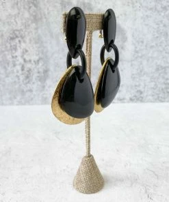 Monies Rio Earclips, Black/Gold