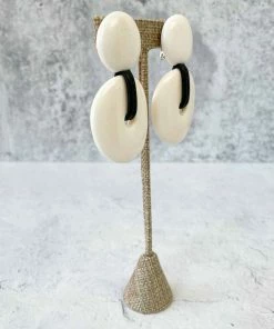 Monies Monies Round Drop Earclips, Bone