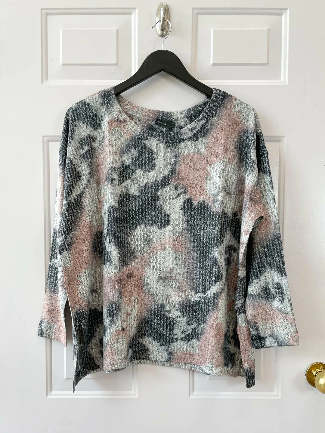 Nally And Millie Nally & Millie Brushed Tie Dye Boxy Top, Grey/Pink