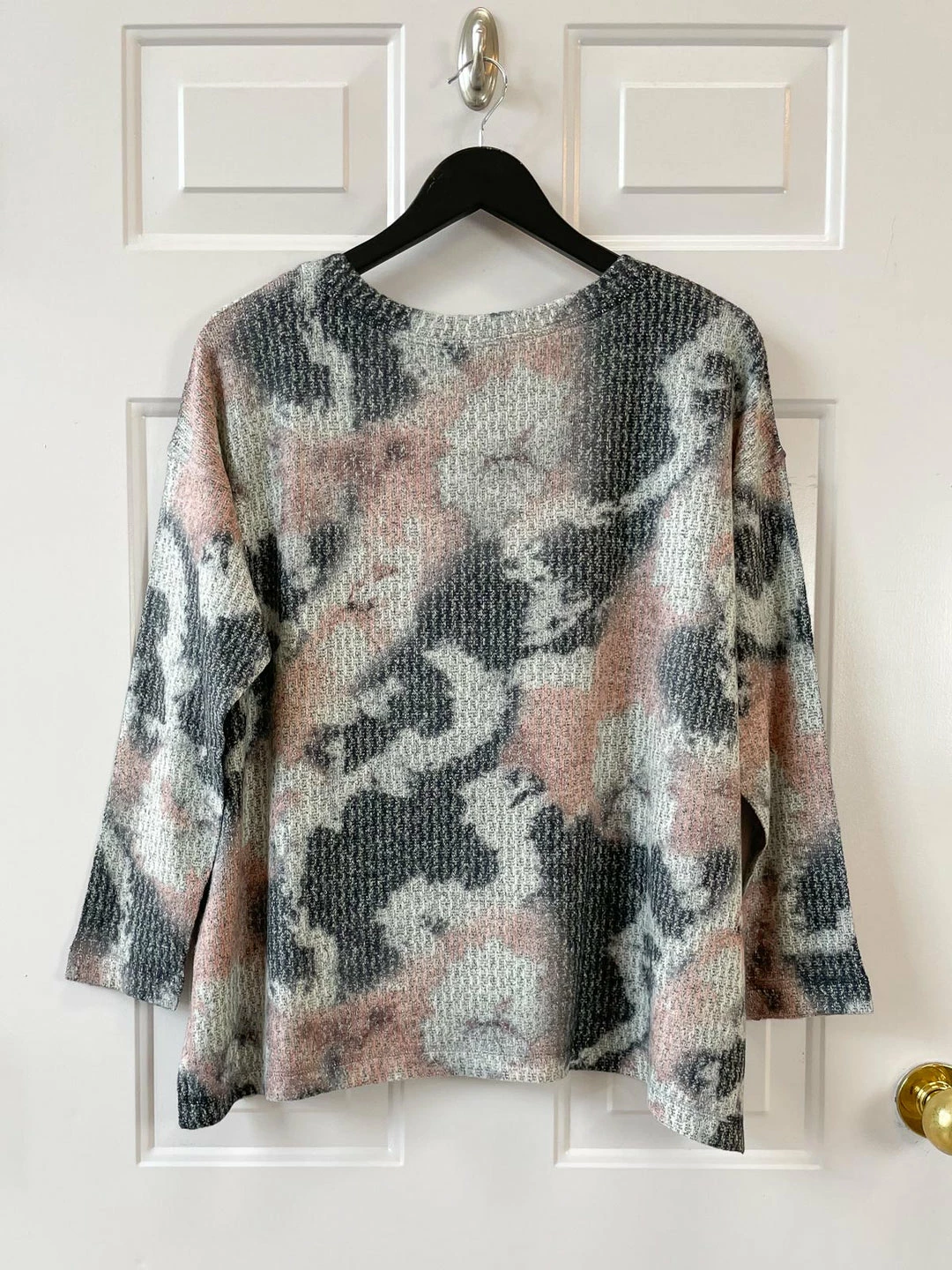 Nally And Millie Nally & Millie Brushed Tie Dye Boxy Top, Grey/Pink